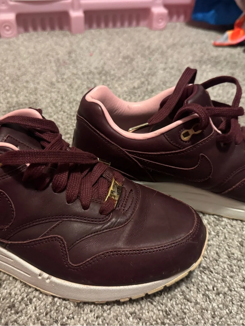 Nike Women's Burgundy Sneakers with Pink Lining